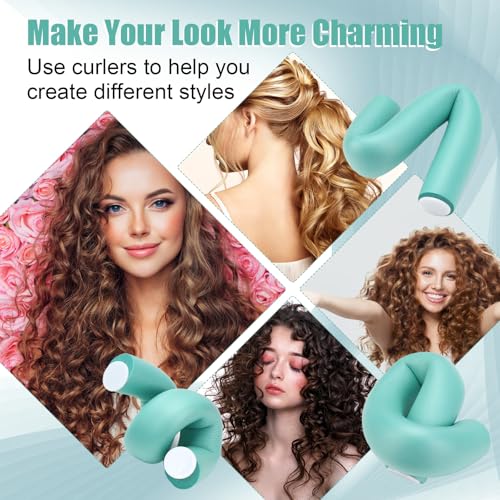 18 Pcs Heatless Hair Curlers 9.45 x 1 Inch Flexible Curling Rods Soft Foam Rollers No Heat Bendable Hair Rods Roller for Women Short Medium Long Hair, Sleep-In (Random Color) - color: 9.45" x 1"