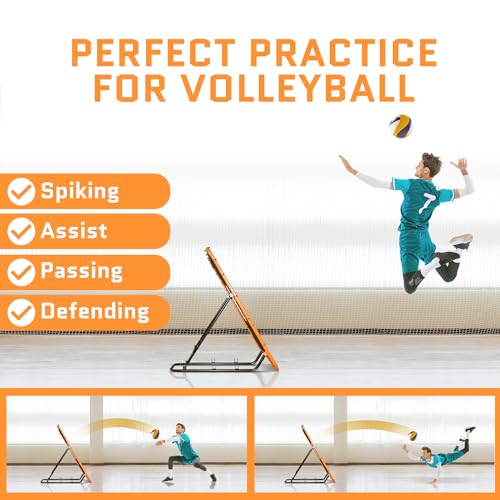 ACELETIQS Volleyball Rebounder Net, Soccer Rebounder, Lacrosse Rebounder, Baseball Rebounder Net | Improve Pitching and Fielding Training, Spiking, Passing and Shooting Skills - color: Orange