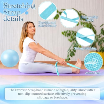 6-in-1 Yoga Balls and Yoga Block Set with Strap Foot Pump, Exercise Pregnancy Balls for Birthing, Pilates Kit Fitness Physical Therapy Home Gym Workout Equipment - color: Blue