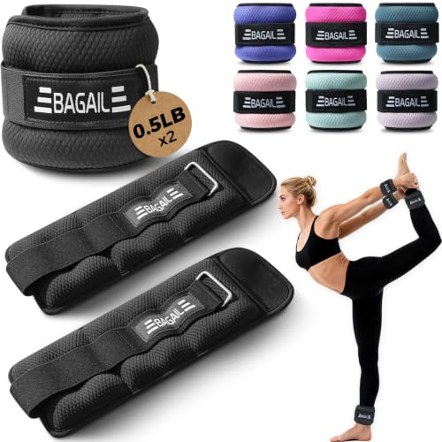BAGAIL Ankle Wrist Weights for Women & Men, Set of 2 (Available in 0.5/1/2/3/4/5 lb Each), Wearable Leg Arm Weights with Sleek Design & Secure Fit for Walking, Running, Pilates, Home Fitness - color: Black, size: 0.5 lb Each (1 lb Total Pair)