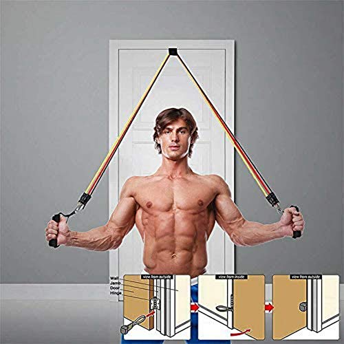 Resistance Bands Set, Stackable Up to 100lb, Indoor Outdoor Workout Bands with Door Anchor Amp; Handles for Fitness,Strength, Yoga, Home Gym