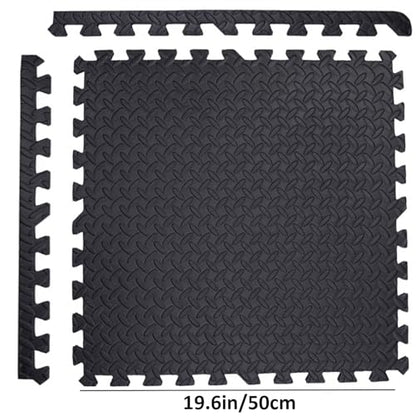 20"x20"Puzzle Exercise Mat 0.4" Thick, EVA Interlocking Foam Floor Tiles for Home Gym, Mat for Home Workout Equipment, Floor Padding （Black/Gray）