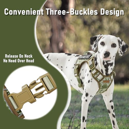 No-Pull Dog Harness for Small Dog Breeds, Escapeproof Easy Walking Reflective Adjustable Lightweight Dog Vest with Breathable Oxford Material, Easy on Easy Off with Neck Buckle, Green Ethnic XS