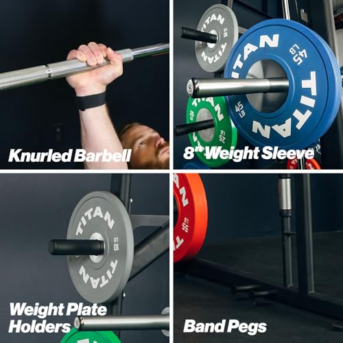 Titan Fitness Smith Machine, Counterbalanced Power Rack with Adjustable Safety Stops, Olympic Fixed Barbell Design, Multi-Grip Pull Up Bar, Resistance Band Pegs, Home Gym Workout Equipment