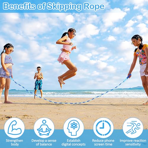 Jump Rope for Kids, Adjustable Jump Ropes for 4 5 6 7 8 10 12, Tangle Free - color: Blue and Purple