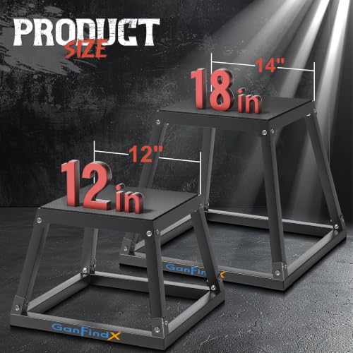 GanFindX Steel Plyometric Jump Box,18 Inch Heavy Duty Plyo Platform, Non-Slip Workout Step Box for Home Gym, Agility, Strength & Conditioning Training