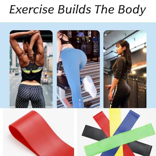 Resistance Loop Bands 5 Pack, Non-Slip Non-Roll TPE Exercise Bands for Yoga, Pilates, Home Workout, Strength Training, Stretching, Ideal for Glute, Leg, Arm, Hip Fitness