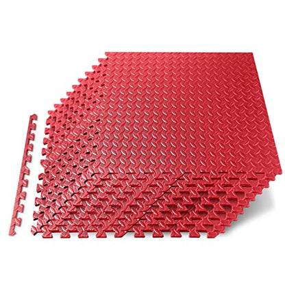 Thick Puzzle Exercise Mat Foam Interlocking Tiles Protect Floors from Gym Equipment Exercise, Durable Non-Skid Texture, Kid Baby Family Safe Easy to Assemble - color: Red, size: 10