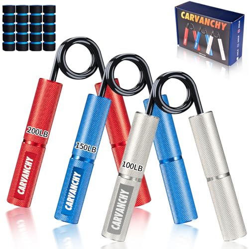 Grip Strength Trainer Set, 6 Pack, 50-350LB, Wrist Forearm Strengthener, Metal No Slip, Hand Grip Gripper Strengthener for Strength Training and Exercise, Hand Workout Squeezer Grip Strength - color: 3Pack,100-200lb,Silver+Blue+Red