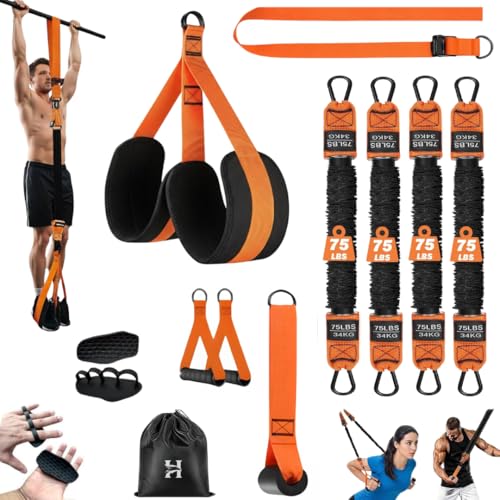 Adjustable Pull Up Assistance Bands with Foot and Knee Support, Heavy Duty Resistance Bands for Pull Up Bar, Full Body Strength Training System for Home Gym, Pull Up Assist Bands with Handles and Bag