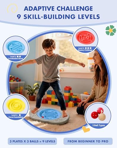 2-in-1 Kids Balance Board Maze, Wobble Board for Kids & Toddlers