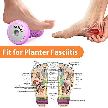 BESKAR Foot Massager Roller for Plantar Fasciitis Relief, Portable Feet Roller to Deep Tissue Muscle Massage, Foot Arch and Heel Pain, Reflexology Tool