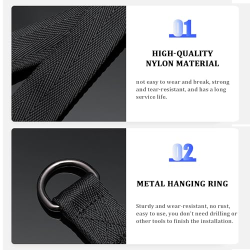 Fitness Pulley Cable Attachments, Tricep Extension Strap Cable Attachments Straps Cable Pulley System Accessories Home Gym Fitness Strap for Greater Range of Motion (Straps)