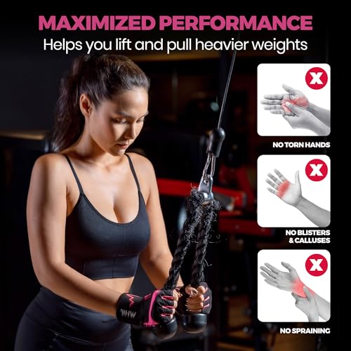 Workout Gloves for Women – Breathable Gym Gloves for Women with Palm Protection and Enhanced Grip – Padded Weight Lifting Glove for Womens with Wrist Wraps Support Weightlifting Exercise Cycling
