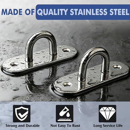 Alise Ceiling Hook Pad Eye Plate Top Hooks Hanging Marine Hardware for Yoga Hammock Swing Suspension Boat Sandbag Plant Basket,Stainless Steel Staple Hook Loop Wall/Ceiling Mount,Pack of 4 - color: Silver