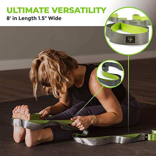 Stretching Strap for Physical Therapy, 12 Multi-Loop Stretch Strap 1.5" W x 8' L, Neoprene Handles, Physical Therapy Equipment, Yoga Straps for Stretching, Leg Stretcher.