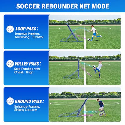 Soccer Baseball Rebounder Net, Soccer Goal Net, Volleyball Softball Rebound Pitchback Net Quick-Switch Angle Training for Control, Passing Practice, Bounce Back Rebounder Goals Gifts Trainer Equipment - size: 4FTx4FT