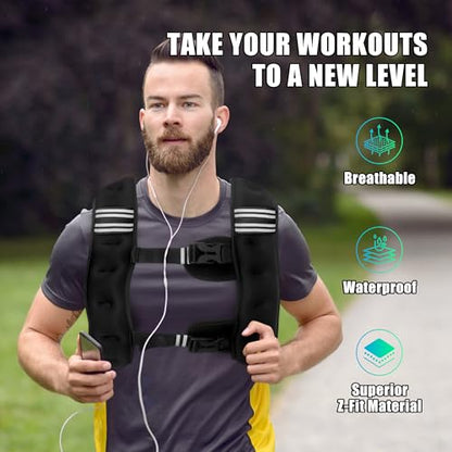 WTREE Weighted Vest Men or Women - Weights with Reflective Stripe, Weighted vest for Workout Equipment for Strength Training Night Running - size: 20 Lb