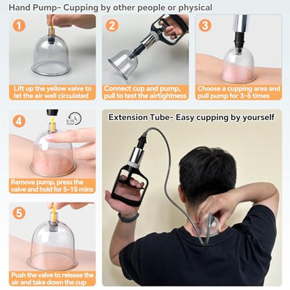 Cupping Therapy Set, 24 Massage Cups Cupping Set with Pump Vacuum Suction Cups for Body Cellulite Massage Back Pain Relief, Chinese Acupoint Physical Hijama