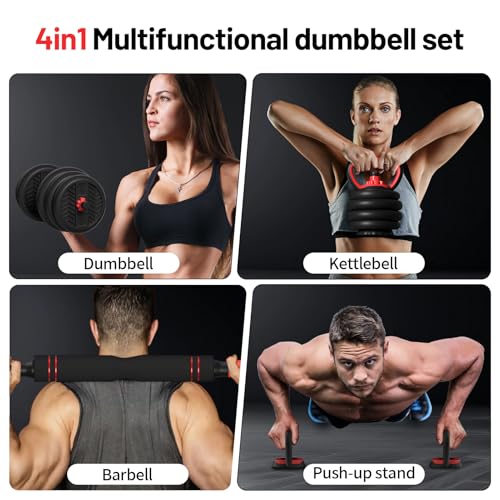 Adjustable Dumbbell, 20/30/40/60/80lbs Dumbbells Set, 4-in-1 Free Weights for Women/Men Workout Equipment Used as Barbell/Kettlebells/Push up Stand for Home Gym - color: Upgrade 40lbs (20lbs*2)