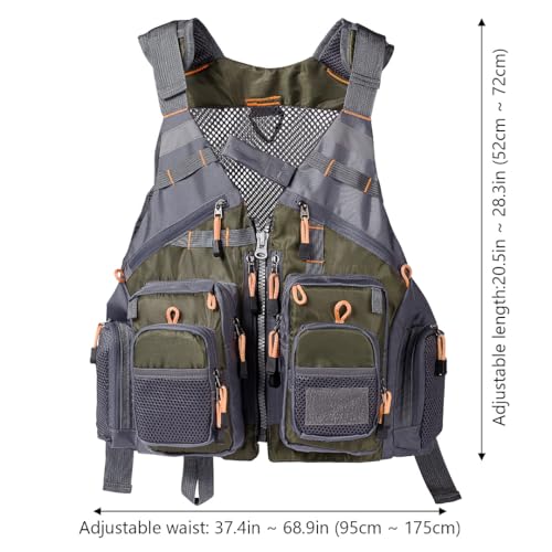 BASSDASH Strap Fishing Vest Adjustable for Men and Women, for Fly Bass Fishing and Outdoor Activities