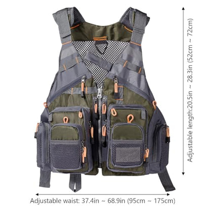 BASSDASH Strap Fishing Vest Adjustable for Men and Women, for Fly Bass Fishing and Outdoor Activities