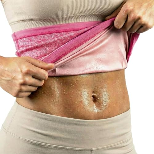 Geyoga Waist Trimmer Sweat Waist Trainer Wrap Stomach Wraps for Women Bodybuilding - color: Flesh Pink Inner, size: Medium