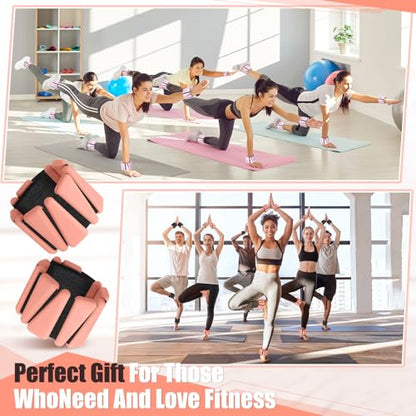 Wrist and Ankle Weights for Women Men Set of 4(1 lb Each) adjustable Arm Leg Silicone Weighted Wristbands Bracelets for Pilates Yoga Gym Workout Running Walking Strength Training(Orange)