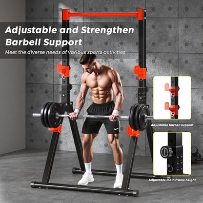 SogesHome Foldable Power Tower Dip Stand Pull Up Bar for Home Gym Exercise - color: Black Red