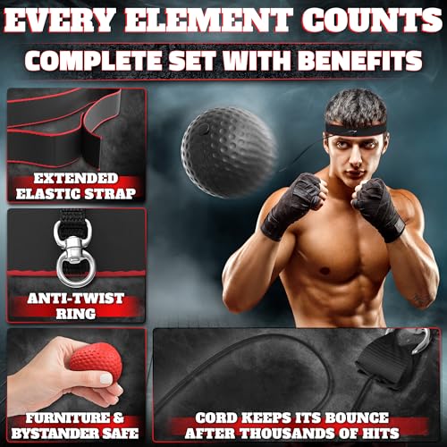 BURIUS Boxing Reflex Ball Set, 4 Balls and 2 Headbands, Reaction Training