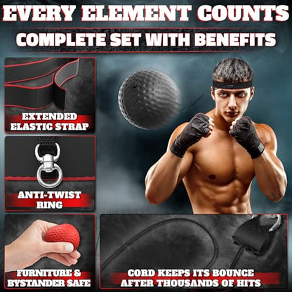 BURIUS Boxing Reflex Ball Set, 4 Balls and 2 Headbands, Reaction Training