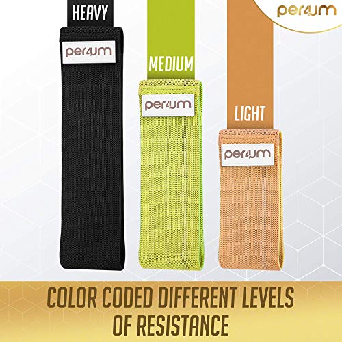 Fabric Booty Bands for Women - Resistance Set of 3 Light Medium Heavy - Non-Slip Exercise Bands for Butt Legs and Glutes Workout with Travel Bag