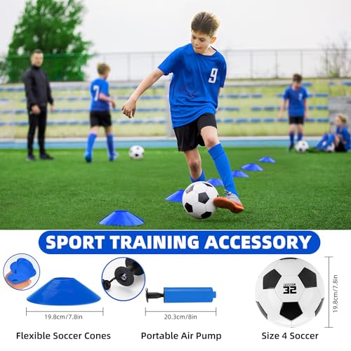 HAFHAF Soccer Goals for Backyard 4x3ft Kids Soccer Net Set with Ball - color: Blue