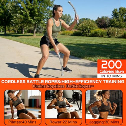 Ropeless Battle Ropes for Home Gym, Portable Cordless Weighted Battle Rope - size: Standard Gray