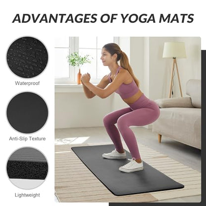 Quality Exercise Yoga Mat, 1/2-Inch Thick High-Density Foam for Full-body workout, Anti-Tear and non-slip Surface, Includes Carry Strap for Home & Studio Workouts,Multiple Options