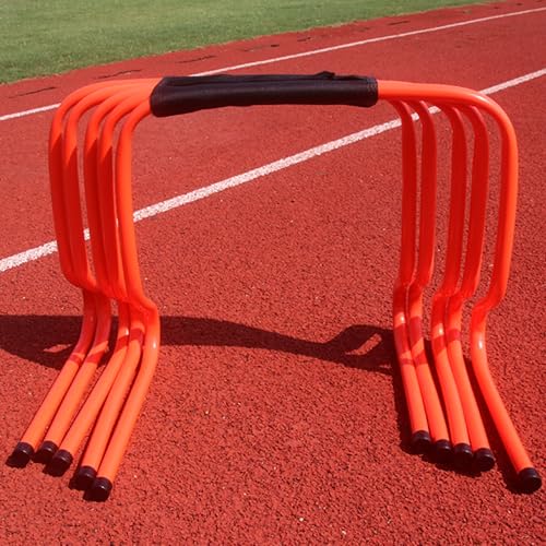 5 PCS Agility Hurdles Training Equipment, Track and Field Jumping Workout Obstacles, Plastic Soccer Agility Workout Trainer Kit, for Athletes Adults(Orange,23cm/9in)