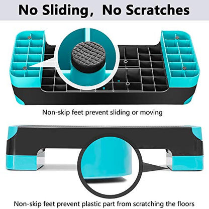 Adjustable Workout Aerobic Stepper, Aerobic Exercise Step Platform with 2 Risers, Exercise Step Deck for Fitness, 26.5" Trainer Stepper with Non-Slip Surface Home Gym & Extra Risers Options - color: Blue&Black