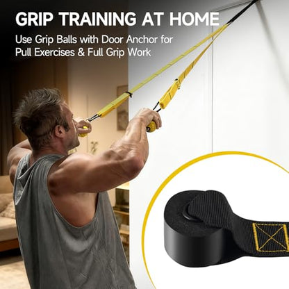 FitBeast Pull Up Ball Grips & Finger Straps Set – Grip Balls for Dead Hangs, Pull Ups, Climbing & Home Gym Training