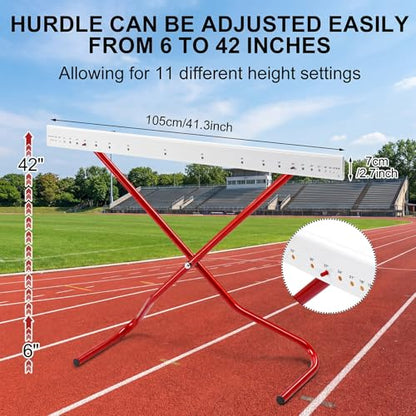 2 Set Adjustable Height Hurdles Training Equipment, Sports Track and Field Equipment, Portable Adjustable Hurdles, Practice Training from 6 to 42 Inch, Including Ropes to Secure
