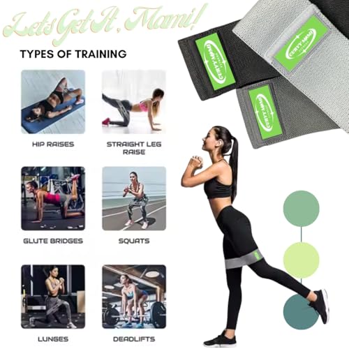 CURVYMAMI Resistance Bands for All Women with Workout Guide Included – Workout Bands Set of 3 for Glutes, Legs & Core – Non-Slip Fabric Exercise Bands for Home Fitness, Recovery, & Strength Training