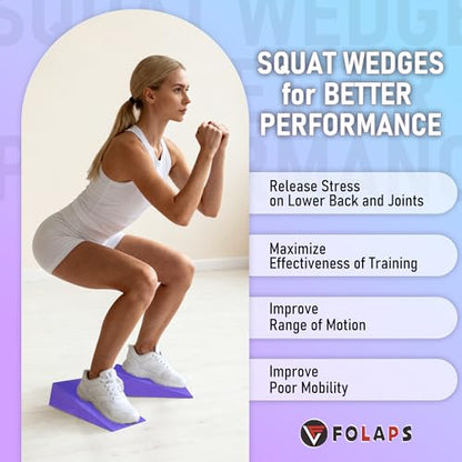Folaps Squat Wedge Block with Guide for Heel Elevated Squat Weightlifting Slant Board for Squats with Carry Bag to Improve Mobility Balance and Strength Performance