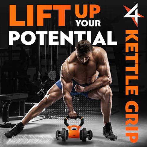 Yes4All Kettlebells Grip, Dumbbell Grip Handle, Convert Dumbbells into Kettlebell for Home Gym, Kettlebell for Weights Plate - color: B. Orange/Black Upgraded