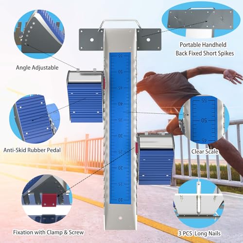 Lightning Starting Blocks Sprinter Pedals 6 Angle Adjustable Sprinters Track and Field Aluminum Suitable for Plastic Runway Cinder Track - color: Blue, size: 25inch