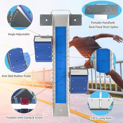 Lightning Starting Blocks Sprinter Pedals 6 Angle Adjustable Sprinters Track and Field Aluminum Suitable for Plastic Runway Cinder Track - color: Blue, size: 25inch