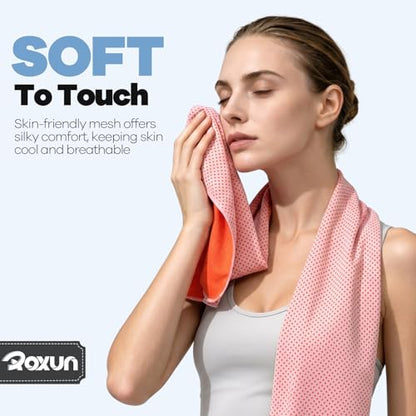 ROXUN Cooling Towels, 4 Pack (40''x12'') Chilly Ice Rags for Neck and Face - color: Blue+pink+green+black