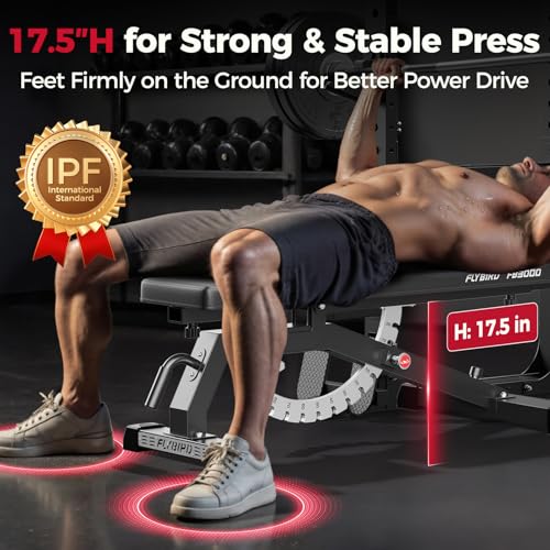 FLYBIRD Adjustable Weight Bench, Full Body Workout Bench for Home Garage Gym Strength Training, Incline Flat Decline for Sit Up Bench Press - color: black