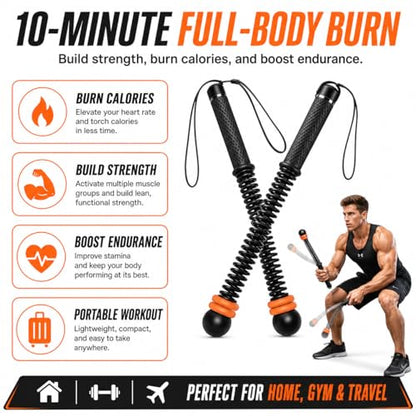 Weighted Cordless Ropeless Battle Ropes – Portable Home Gym Workout Rope for HIIT Training, Upper Body Strength & Core Endurance (Men & Women)