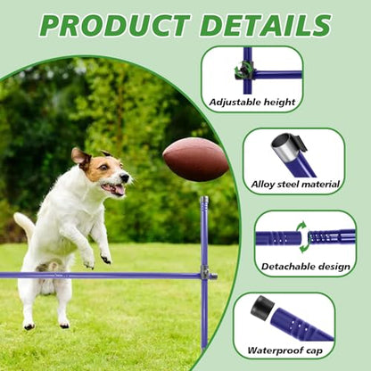 Dog Agility Course Backyard Set, Metal Dog Agility Training Equipment Adjustable Height Obstacle Course for Dog Hurdles Jumps (3 Pack)