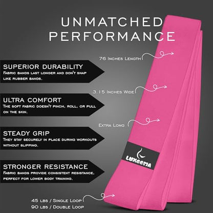 Premium 76" Extra Long Resistance Band for Working Out, 3" Wide Non-Slip Fabric Exercise Band for Stretching, Yoga, Strength Training & Physical Therapy