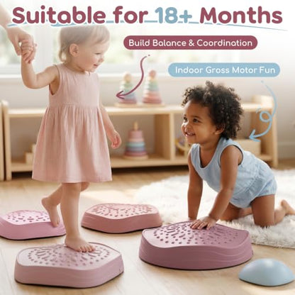 Lehoo Castle Stepping Stones for Kids, Toddler Girl Sensory Outdoor Toys - color: Pink